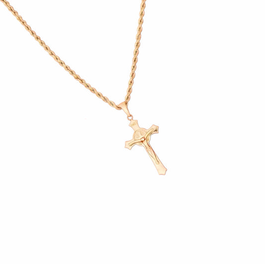 Cruz de Oro Macizo de 18 Quilates para Hombre: Elegancia y Fe en una Sola Pieza