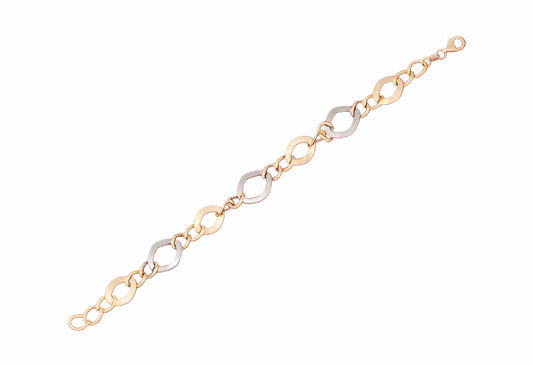 Pulsera Bicolor de Oro Blanco y Oro Amarillo 18K con Diseño Elegante