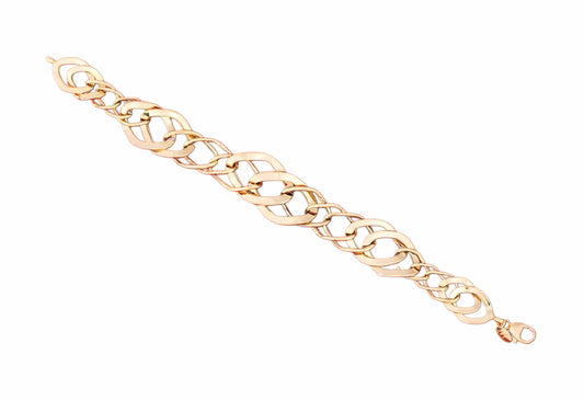 Pulsera de Oro de Ley 18K con Eslabones Geométricos