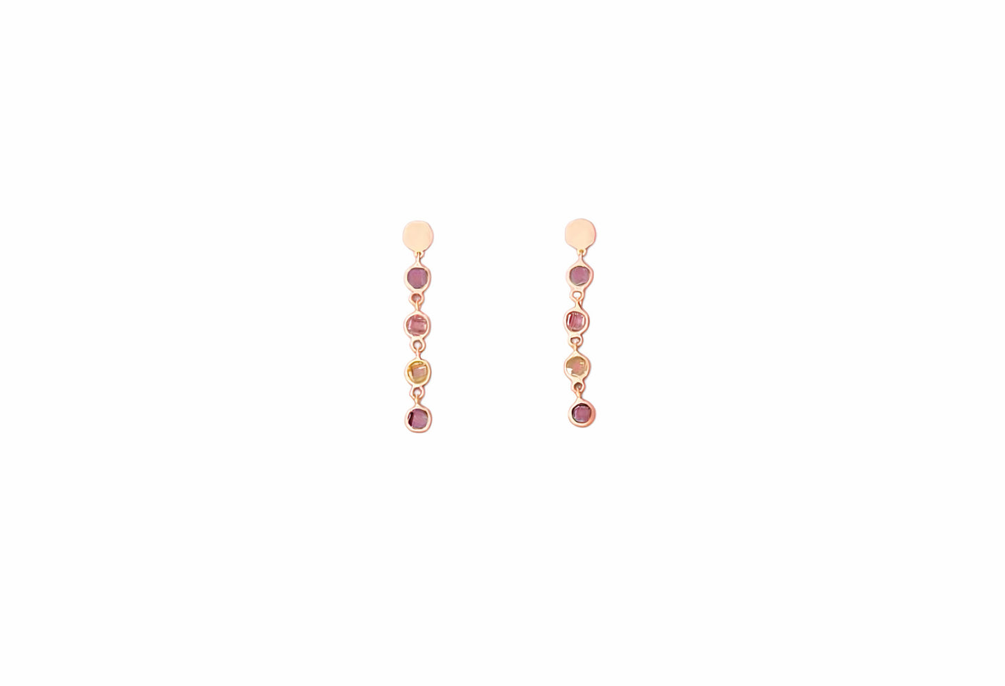 Pendientes Largos de Oro 18K con Cristales de Colores – Un Toque de Elegancia y Color