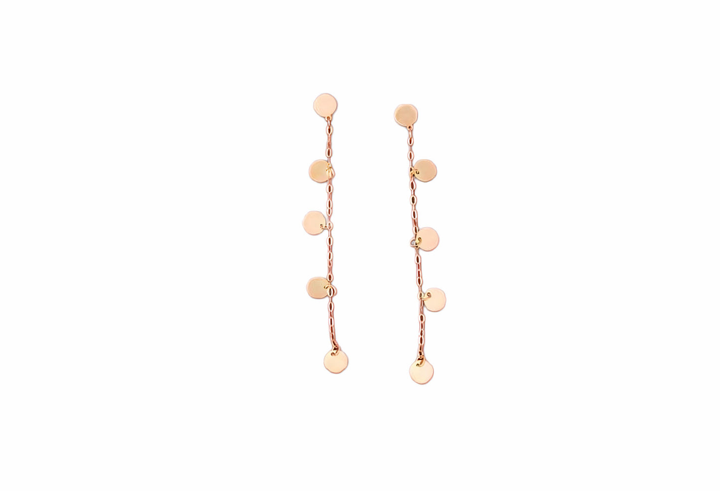 Pendientes Largos con Medallitas Pequeñas de Oro 18K – Elegancia Delicada