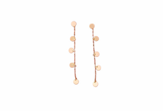 Pendientes Largos con Medallitas Pequeñas de Oro 18K – Elegancia Delicada